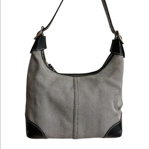 Coach black and white canvas and leather bag